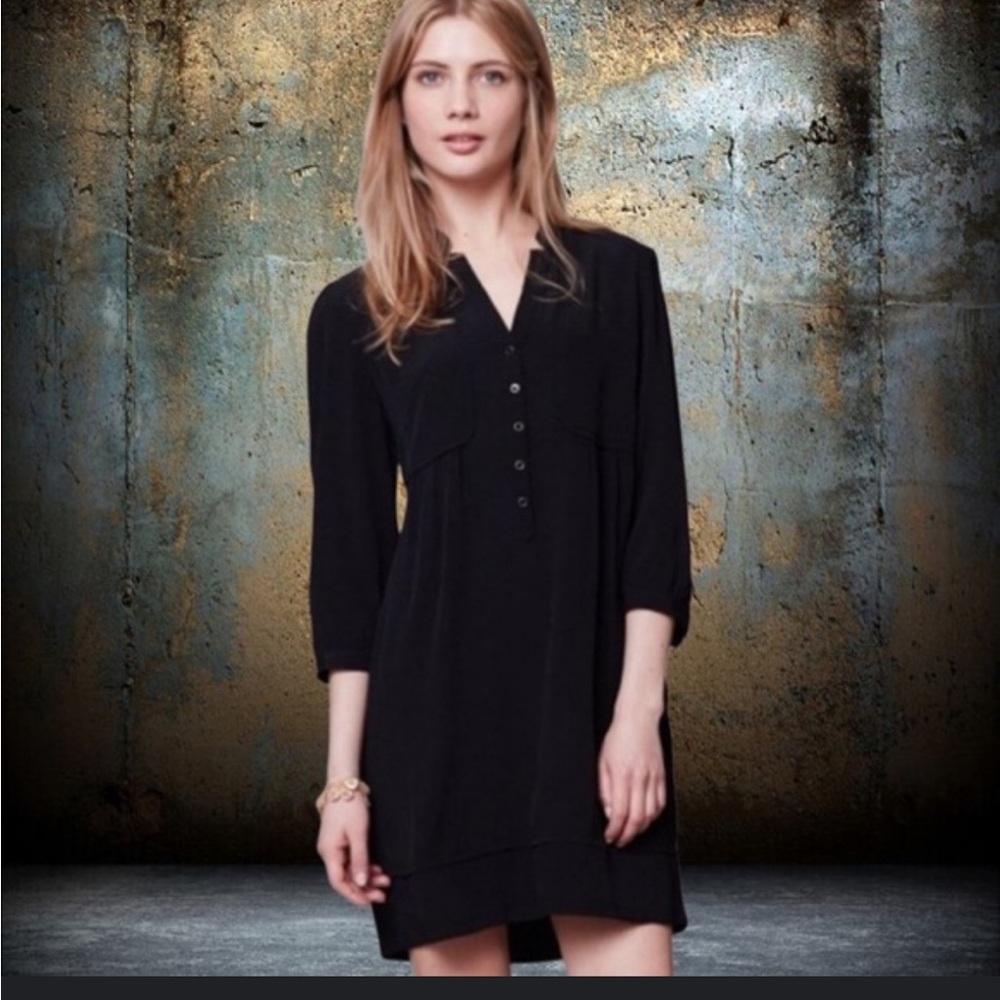 Anthropologie Maeve Taryn Crepe Black Dress